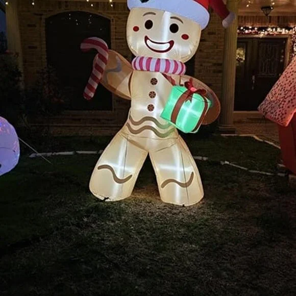 NEW 8ft Christmas Inflatable Gingerbread Man, Christmas Blow Up Yard Decoration - Picture 2 of 8